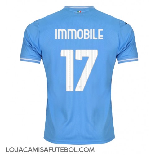 Camisa de Futebol Lazio Ciro Immobile #17 Equipamento Principal 2023-24 Manga Curta